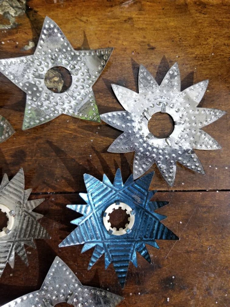 Vintage Christmas TREE Light REFLECTORS Tin Star Punched Etsy
