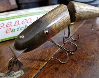 Leurres Vintage Creek Chub Pikie Jointed En Bois - Modèle 6800W, Boîte D'origine, Collection Pêche