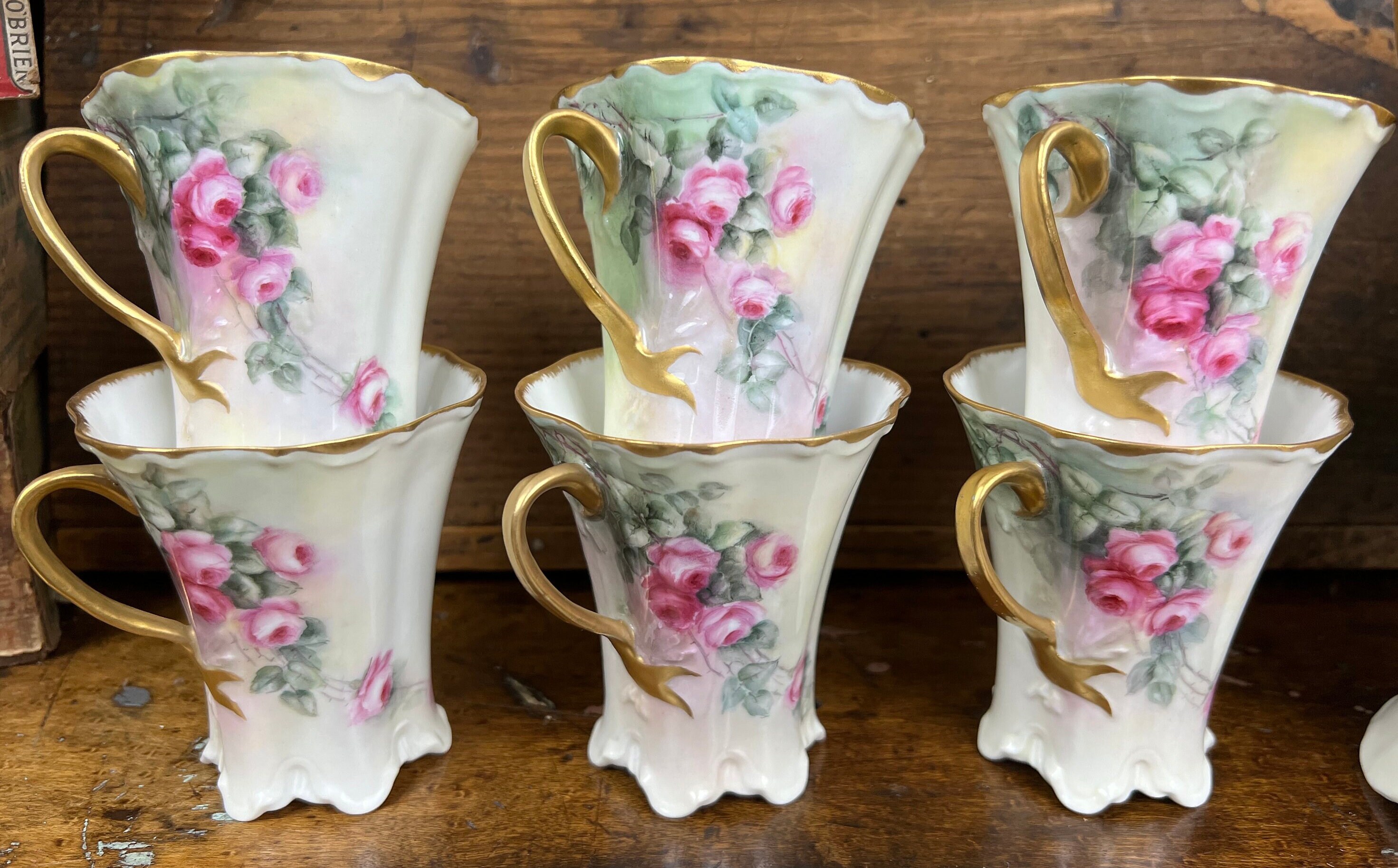 Haviland Limoges France Chocolate Pot Set Pink Cabbage Roses