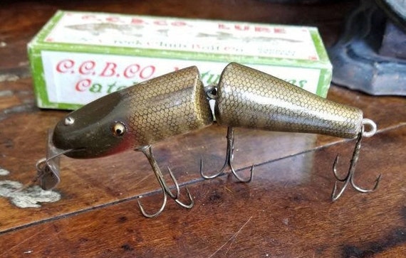 Vintage CREEK CHUB Bait Co NO. 2600 Jointed Pikie Minnow Wood Fishing Lure  Pikie Finishtackle Baitglass Eyes outdoors Fisherman With Box 