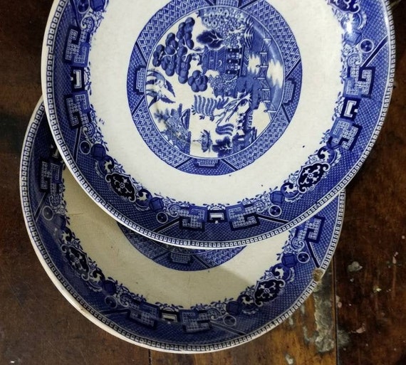 Antique BUFFALO POTTERY Blue Willow Soup Bowl Set of Two7 3 4 Round Bowl Blue White Birds Tree Buffalo NY Vintage Decorative Farmhouse Etsy Canada