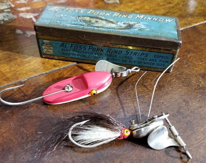 Vintage AL FOSS Pork Rind Minnow Shimmy Wiggler Oriental No 3fly Rod