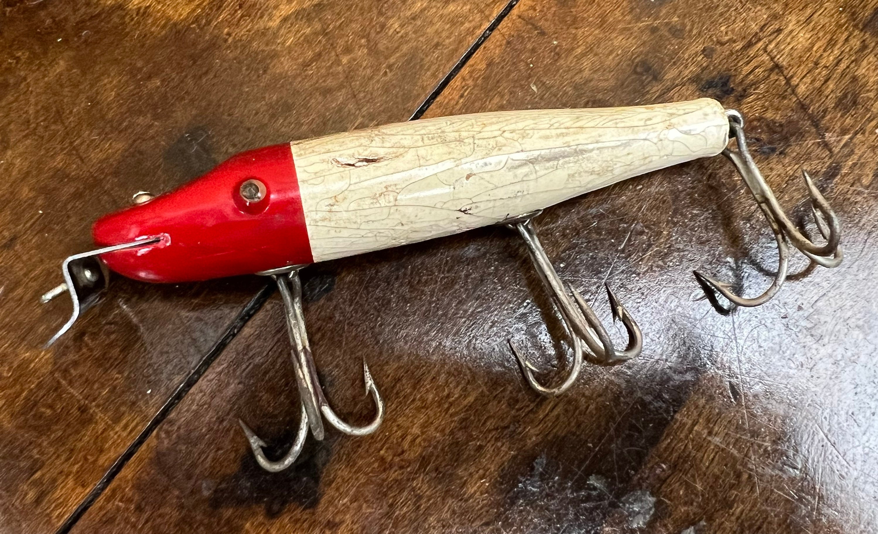 Vintage CREEK CHUB Red Head White Pikie ~ Fishing Lure ~tackle