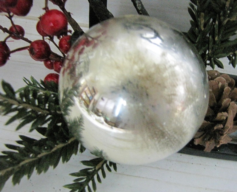 Antique Silver Kugel Christmas Ornament Large Round Vintage Etsy