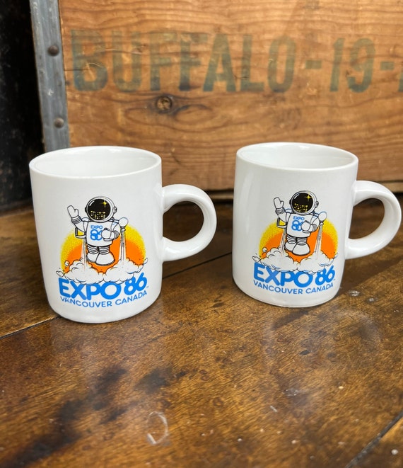 Expo 86 Vancouver Canada Mug Cup |vintage SMALL Expo 86 Astronaut Cup 2.5"  Tall Set of Two Espresso Coffee Cup | Gift for Mom Retro Vibe - Etsy