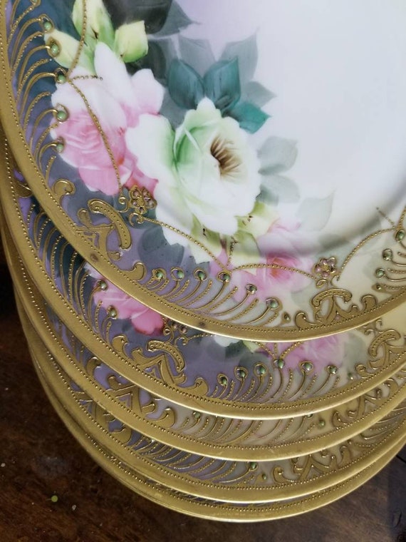 Antique NIPPON Morimura Brothers Hand Painted Pink Roses Floral