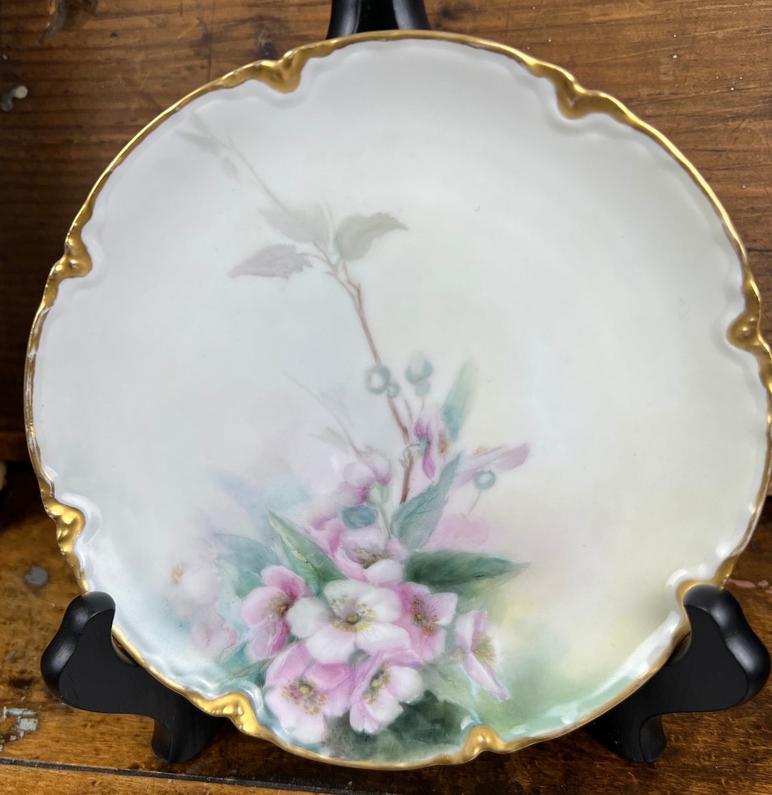 Haviland Limoges France Pink Purple Flowers Porcelain Plate Etsy