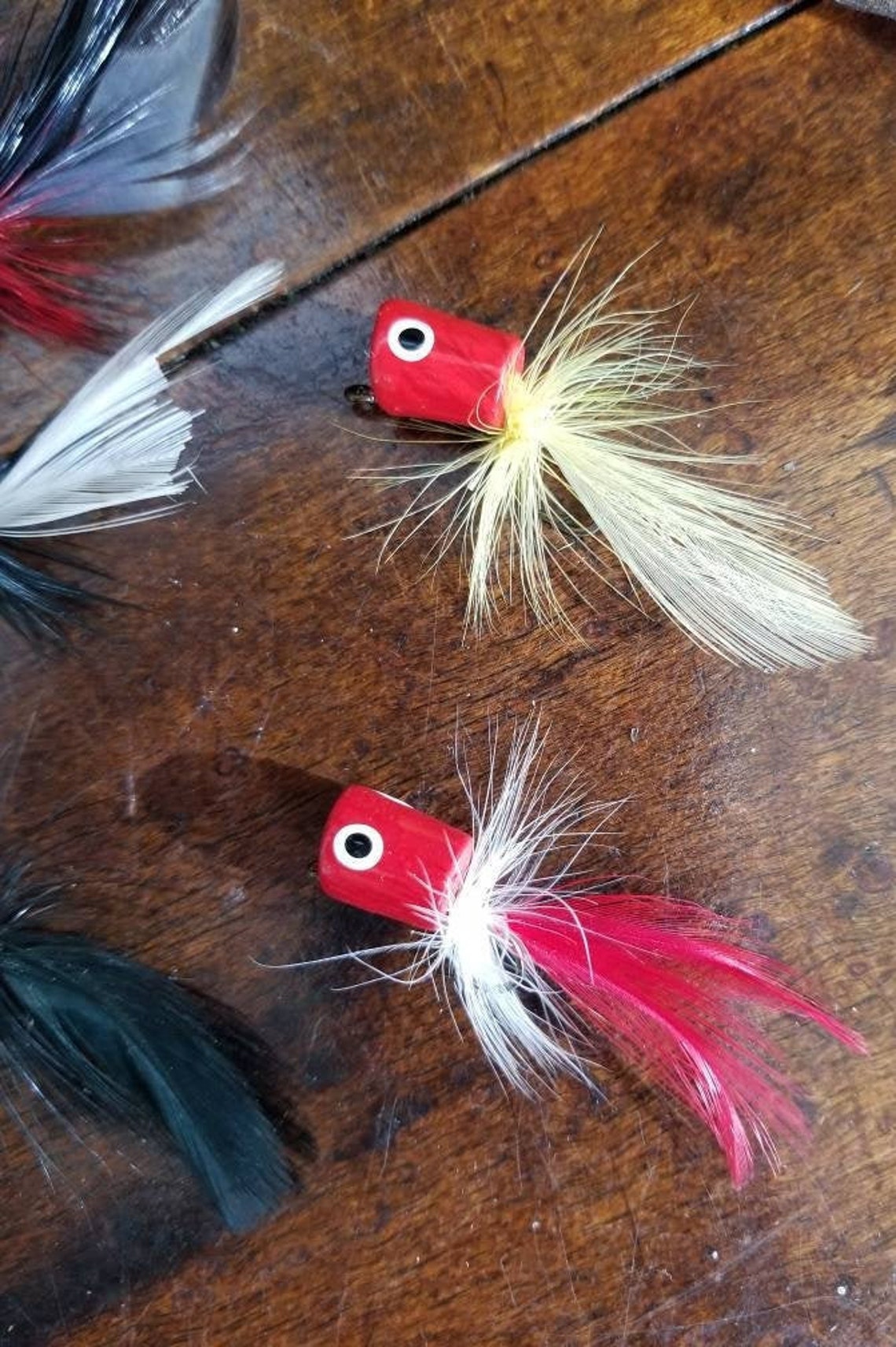 Vintage Feather Poppers Bass Fly Rod Fishing LureTackle Bait Etsy