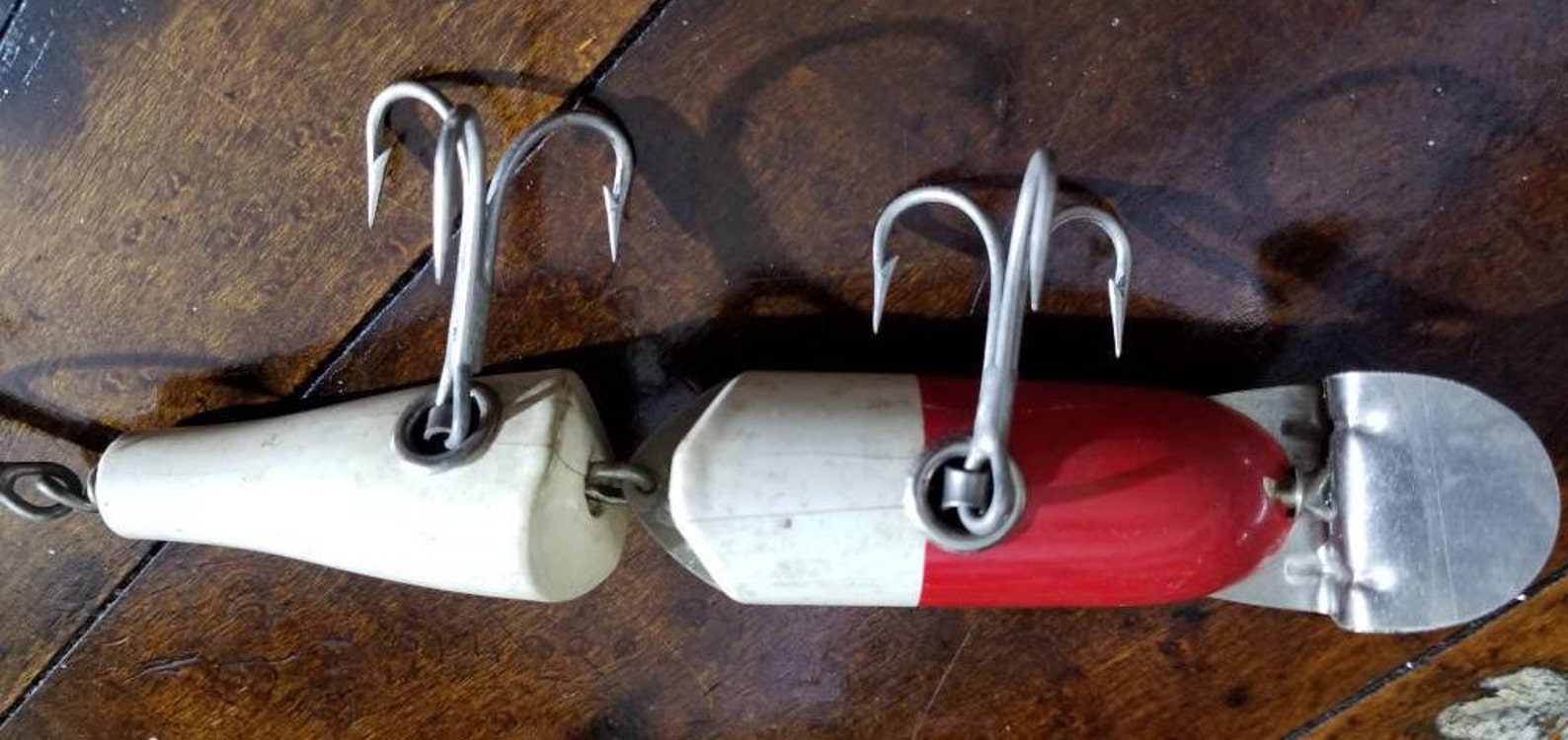 Leurre De Pêche Vintage C.C.B. Co. Pikie Minnow En Bois – Articulé, Fabriqué Aux USA