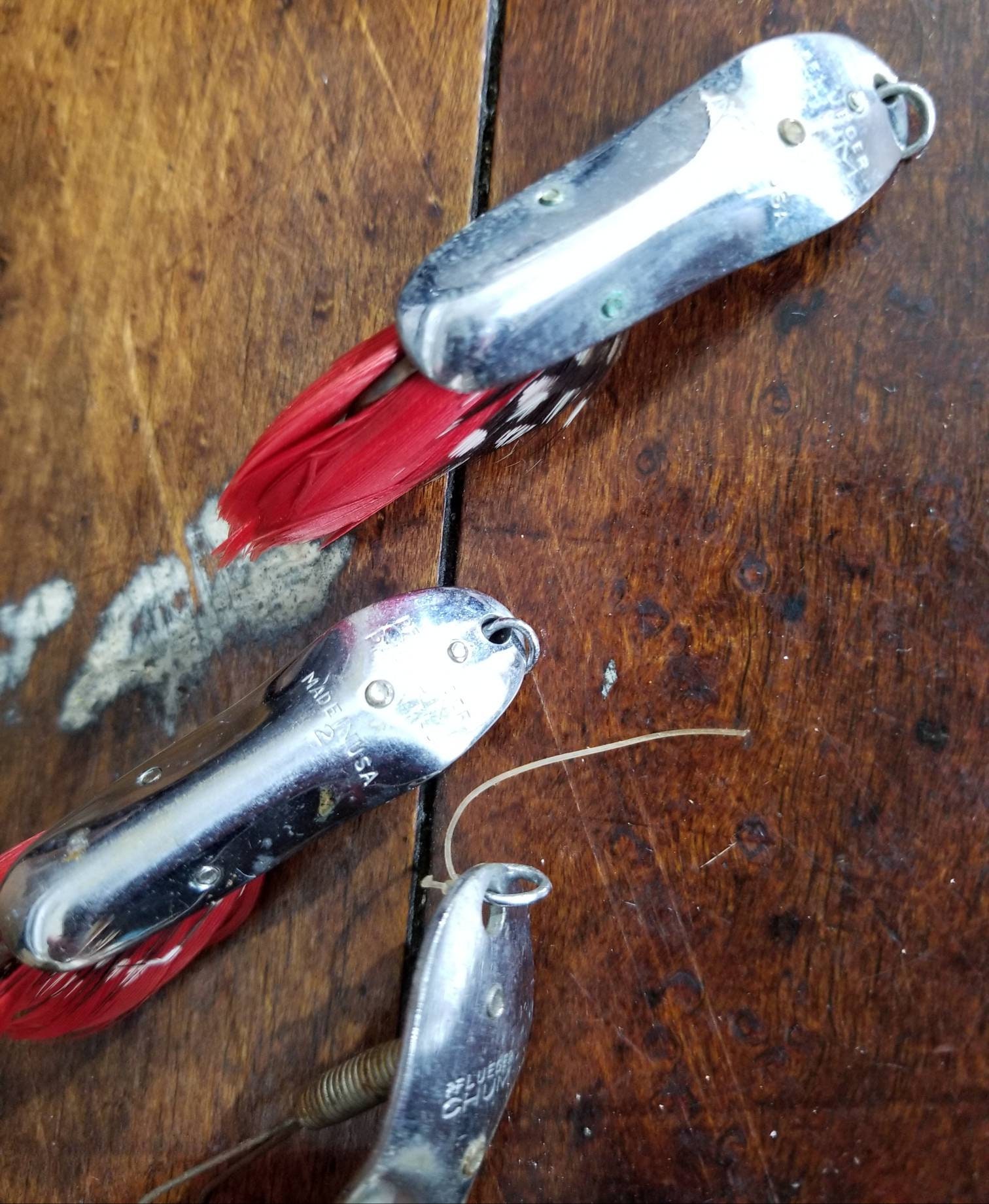 Vintage PFLUEGER CHUM Spoon Fishing Lures tackle Bait Set of Three