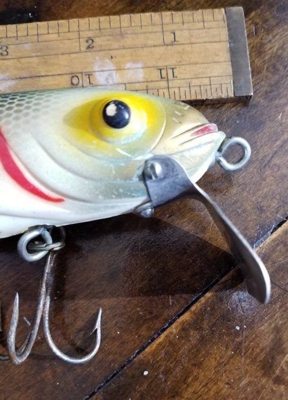 Vintage NATURLURE STRIKEE Large Plastic Musky Fishing Lure tackle Baitgreen  Yellow W Bug Eyes outdoors Fisherman Gift Naturall Bait Co. 