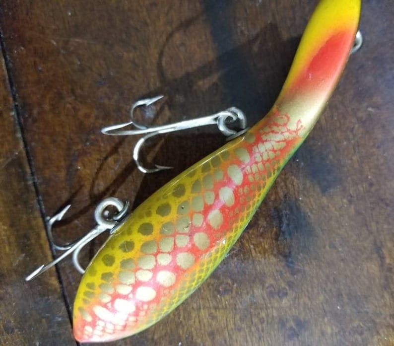 Vintage Wooden Plug Fishing Lure Rush Tango Wood Lure Etsy