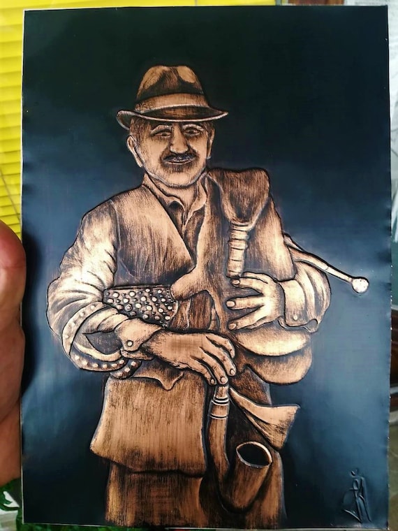 Old Man Playing Bagpipe Serbia Vojvodina Bosnia Croatia Grandpa Music Musica Art Work Home Decor Bosnien Balkan Gift Sale - 