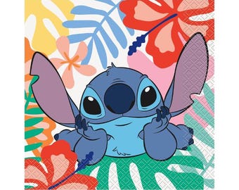 Stitch Paper Lunch Napkins - 16 Cnt | Stitch Birthday Napkins | Disney Stitch Party | Lilo and Stitch Theme | Tableware