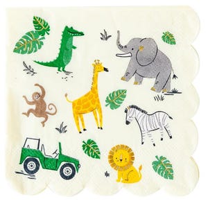 Safari Party Paper Napkins - 18 Cnt | Safari Birthday | Safari Party Decor | Jungle Theme | Baby Shower | Tableware | Get Wild Napkins