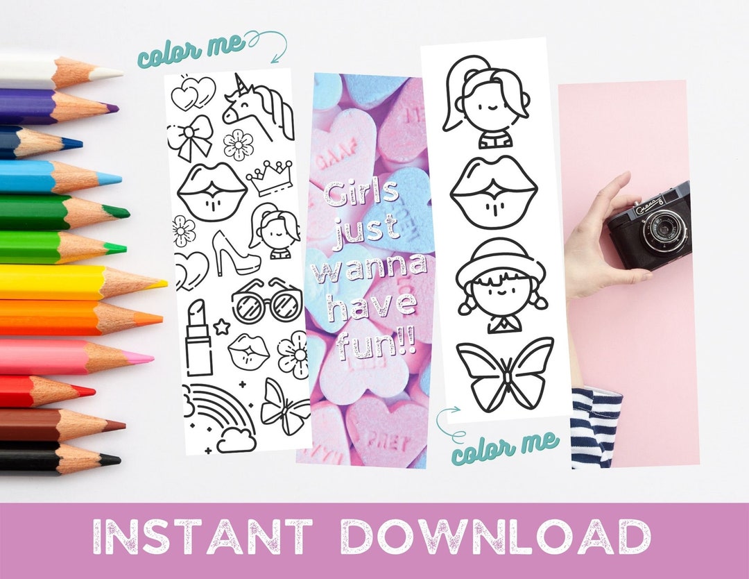 Printable Bookmarks Girls Just Want To Fun Coloring Page Etsy