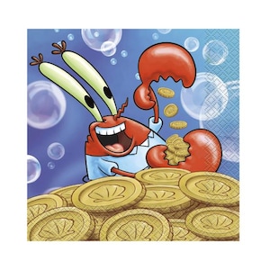 Sponge Bob Square Pants Lunch Napkins, 16 Cnt | Sponge Bob Birthday | Sponge Bob Party Theme | Sponge Bob Decorations | Tableware