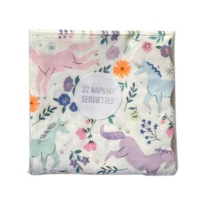 Pastel Unicorn Beverage Napkins - 32 Cnt | Unicorn Birthday | Unicorn Party Decor | Unicorn Party Napkins | Birthday Napkins | Tableware