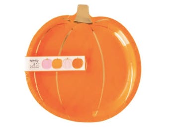 Halloween Pumpkin Orange & Pink Paper Plates - 8 Cnt | Halloween Party | Halloween Themed Party | Halloween Party Decorations | Tableware
