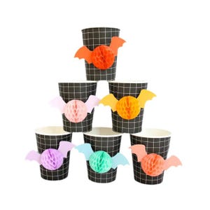 Halloween Honeycomb Bat Paper Cups - 8 Cnt | Halloween Party | Halloween Decor | Halloween Party Cups | Batty Cups | Tableware
