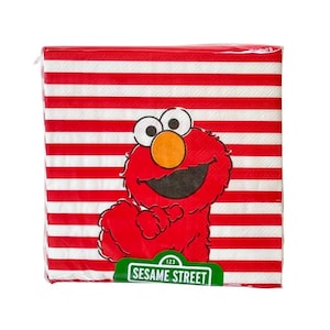 Sesame Street Elmo Striped Lunch Napkins - 40 Cnt | Elmo Birthday | Sesame Street Party Decor | Sesame Street Party Theme | Tableware