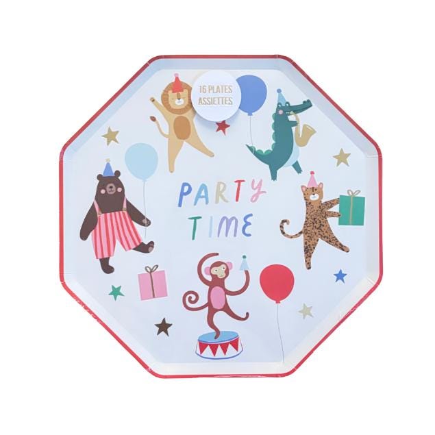 Animal Parade Paper Dinner Plates - 16 Cnt | First Birthday Plates | Animal Themed Party | Animal Birthday Plates | Tableware | Wild One