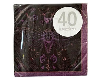 Dark Academia Beverage Napkins - 40 Cnt | Halloween Party | Halloween Themed Party | Halloween Party Decorations | Tableware