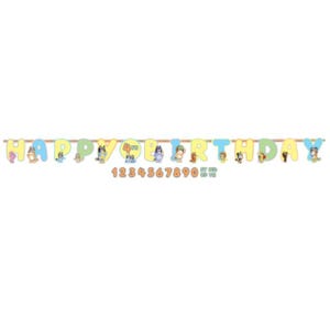 Bluey Multicolor Jumbo &quot;Add An Age&quot; Paper Letter Banner | Bluey Birthday Party | Bluey Party Decor | Bluey Party Banner | Birthday Banner