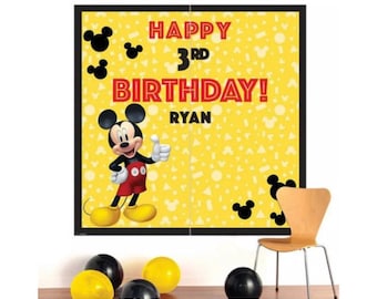 Mickey Mouse Customizable Backdrop - 1 Kit | Mickey Mouse Birthday | Mickey Mouse Party Decor | Mickey Party Theme | Disney | Wall Decor
