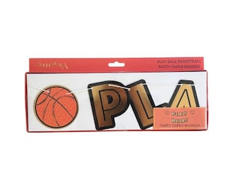 Basketball "Play Ball" Paper Banner - 1 Cnt | Basketball Birthday | Basketball Party Decor | Birthday Banner | Sports Birthday | Wall Decor
