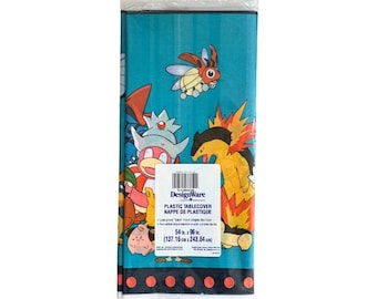 Mantel rectangular de plástico Pokémon VINTAGE de los 90 - 1 unidad / Cumpleaños Pokémon / Decoración para fiestas Pokémon / Mantel Pokémon / Vajilla