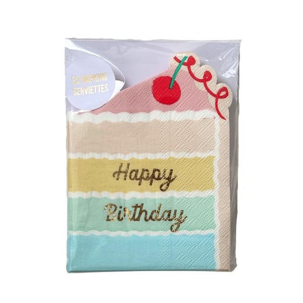 Happy Birthday Cake Shaped Lunch Napkins - 32 Cnt | Happy Birthday | Happy Birthday Decor | Birthday Party Napkins | Tableware