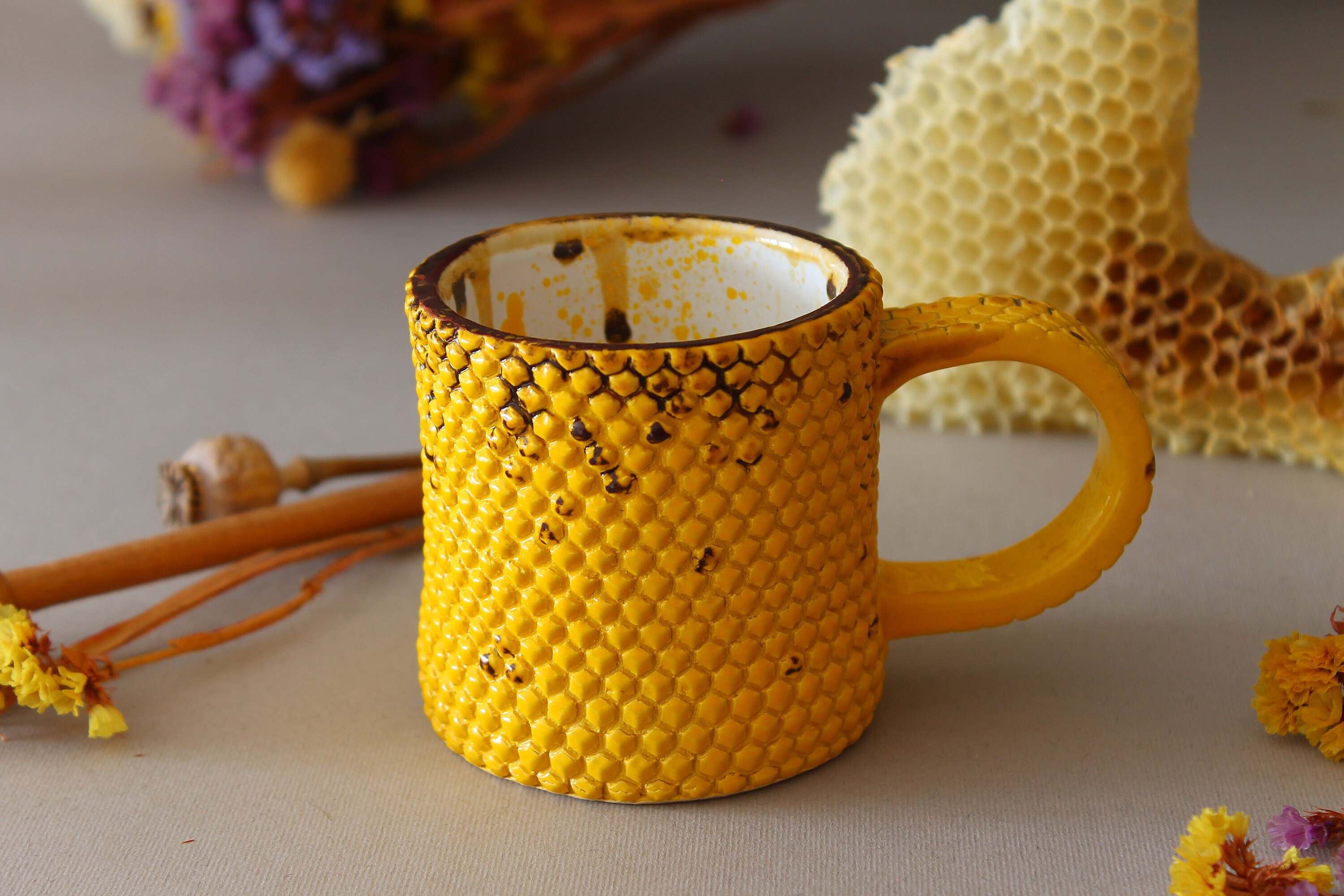 Ceramic Coffee mug/ Bee pottery mug/ Honey Bee Hive Etsy