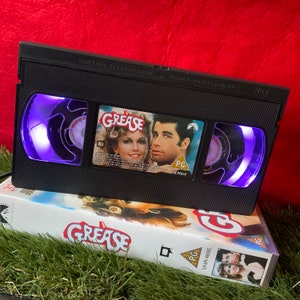 Retro VHS Lamp Grease Original Night Light Table Lamp, 70s Movie. Order any Movie! Great Mother’s Day Gift