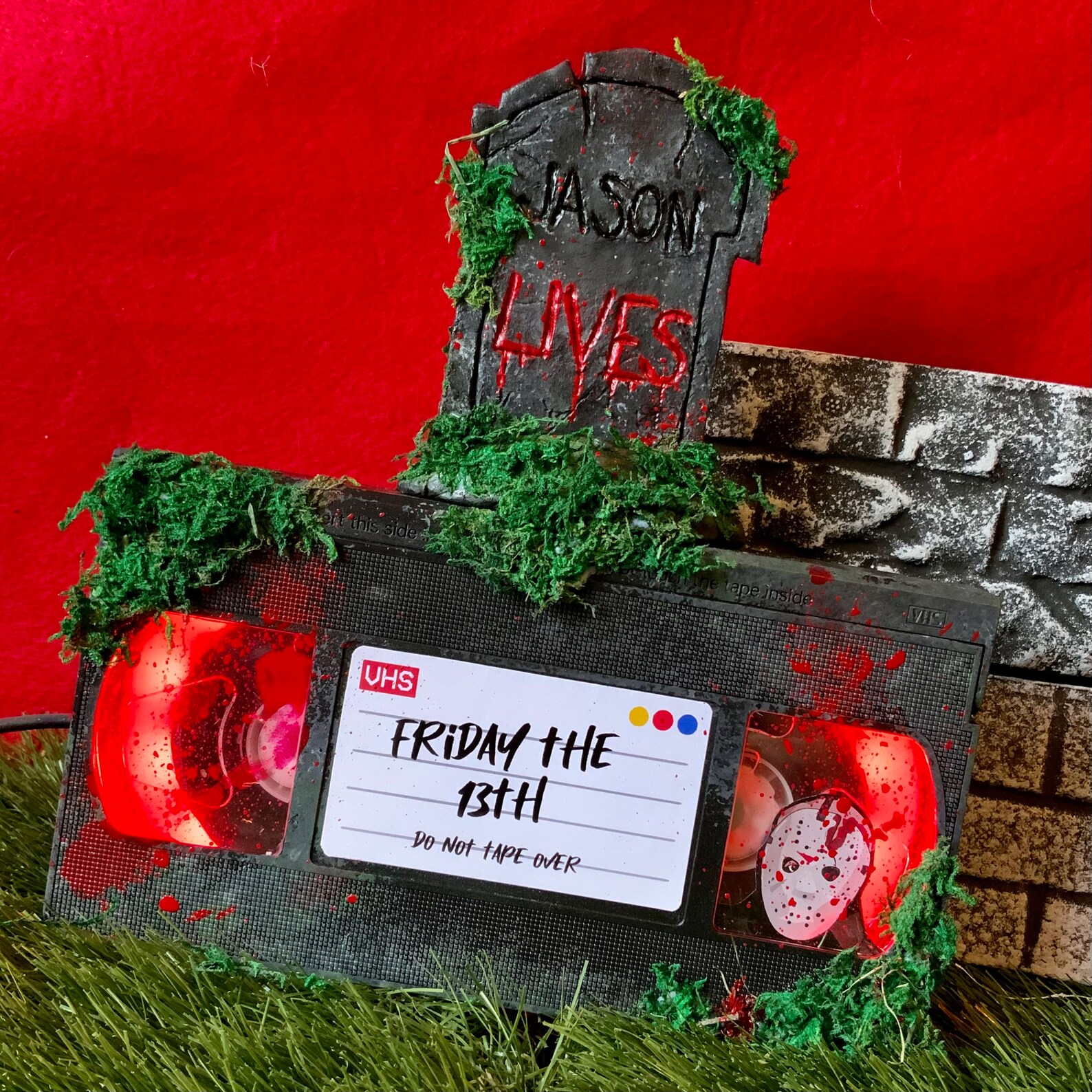 Retro VHS Lamp Friday the 13th Jason With Gravestone Detail