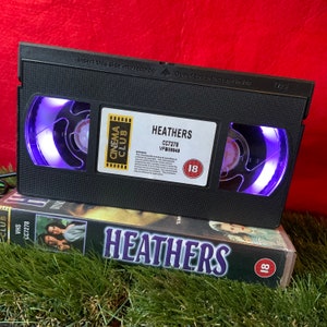 Retro VHS Lamp Heathers Original Night Light Table Lamp, Movie. Order any movie! Man Cave, Mother’s Day gift