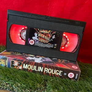 Retro VHS Lamp Moulin Rouge Night Light Table Lamp Horror Movie. Order any movie! Bedroom Display. Great Mother’s Day gift Wedding gift