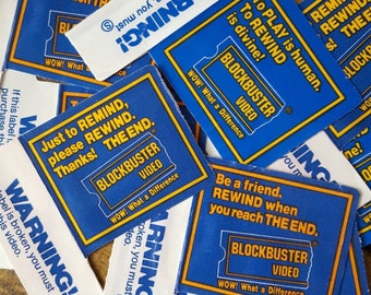 Blockbuster Video Stickers. VHS, Movie rentals