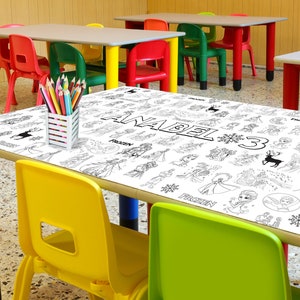 Tovaglia da colorare congelata da 6x3 piedi, copertura da tavolo personalizzata Elsa e Anna, tovaglietta di carta di compleanno stampabile, pagine da colorare Elsa