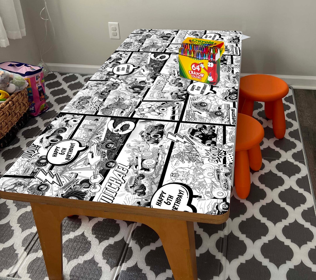 6x3 Ft Monster Truck Coloring Table Runner, Monster Jam Coloring Pages ...
