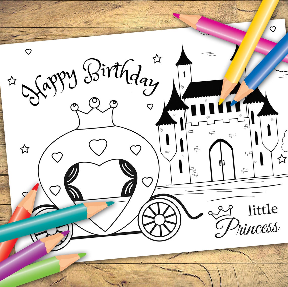 Personalized Princess Coloring pages 6 sheets Princess | Etsy