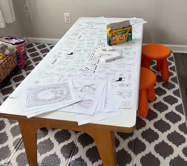 6x3 Ft Frozen Coloring Table Cloth Personalized Elsa and Anna - Etsy