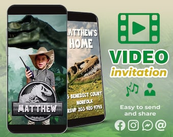 Jurassic Video Invitation, Dinosaur Birthday Mobile Invitation, Jurassic Electronic Invitation, Dinosaur Party, iPhone and Android Invite