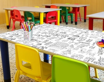 6x3 ft Minions coroling table cloth, DIGITAL FILE, Personalized coloring table cover Despicable me,  Printable birthday paper table runner