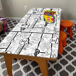 6x3 ft Bluey coloring table runner, Large coloring banner, Personalized Bluey coloring place mat, Printable birthday place mat