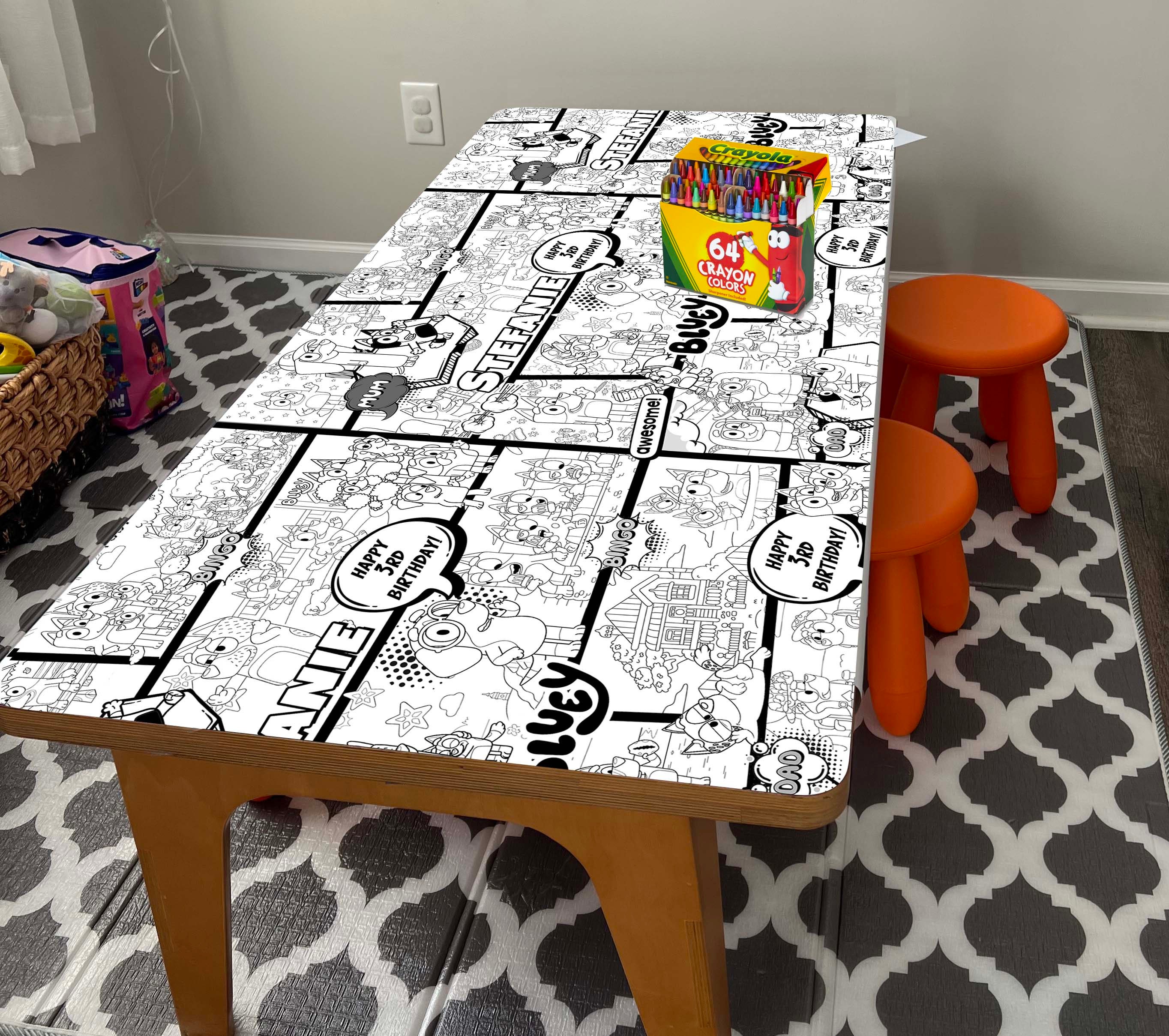 6x3 Ft Bluey Coloring Table Runner, Large Coloring Banner, Personalized ...