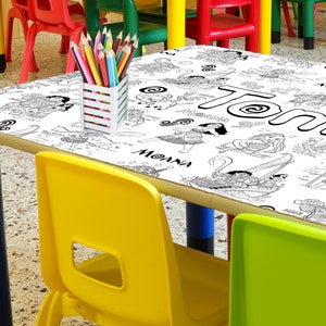 Tovaglia da colorare Moana di dimensioni personalizzate, FILE DIGITALE, copertura da tavolo Moana da colorare personalizzata, tovaglietta di carta di compleanno stampabile