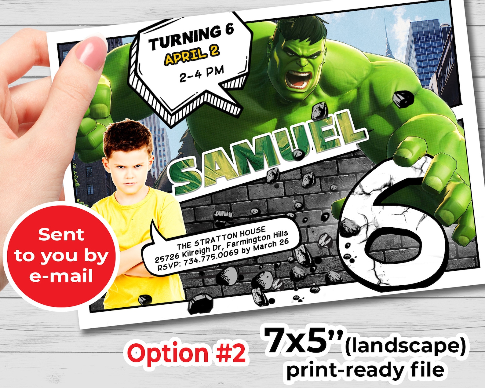 Incredible Hulk Birthday Invitation, Superheroes Invitation, Personalized Hulk Digital