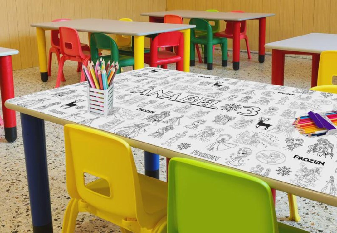 6x3 Ft Frozen Inspired Coloring Table Runner, Personalized Elsa and ...