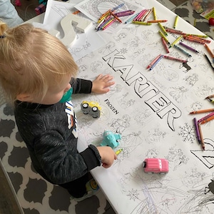 6x3 Ft Frozen Coloring Table Cloth, Personalized Elsa and Anna Table ...